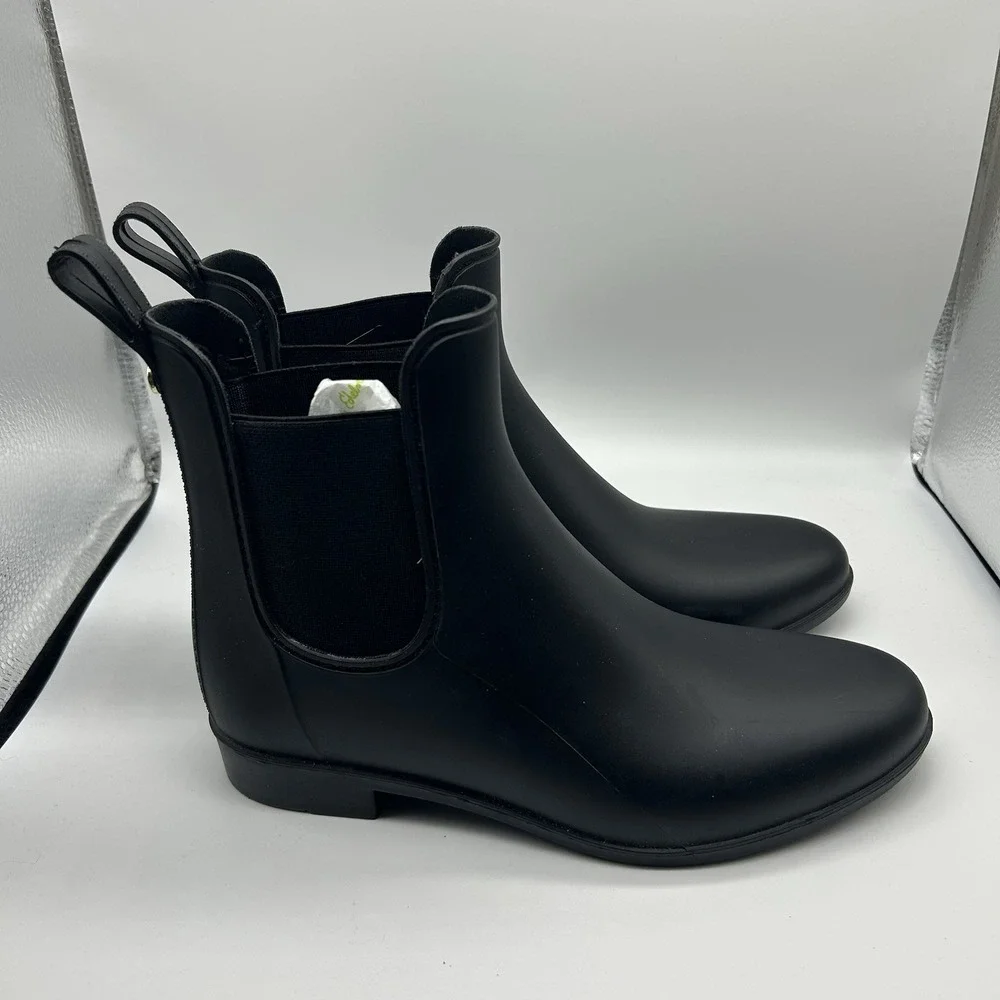 Sam Edelman Women's 7 Glossy Black Tinsley Chelsea Rain Boots Waterproof